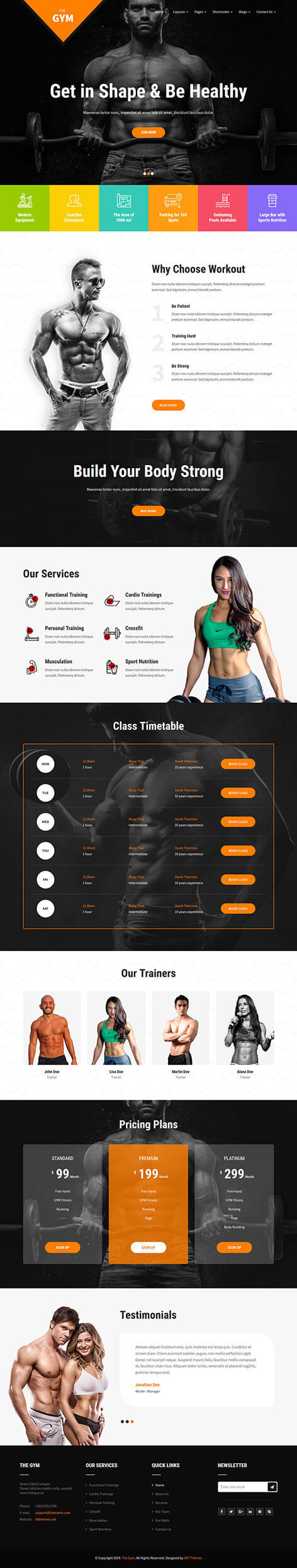fitness gym WordPress theme