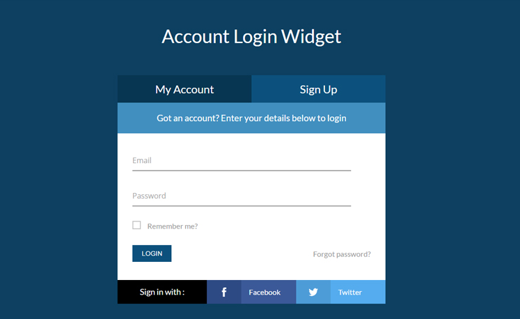 Tabbed login Widget