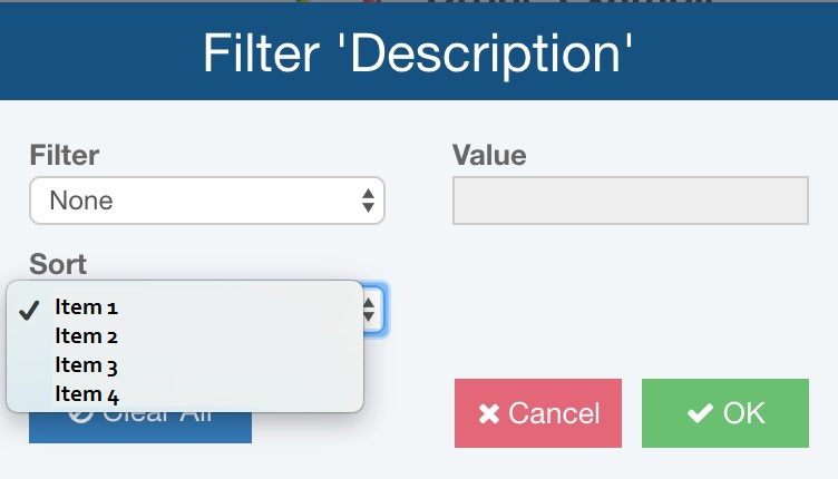 Add sort and filter option