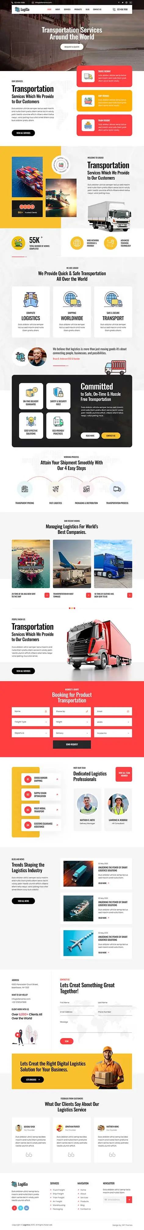 Trucking Transportation WordPress Theme
