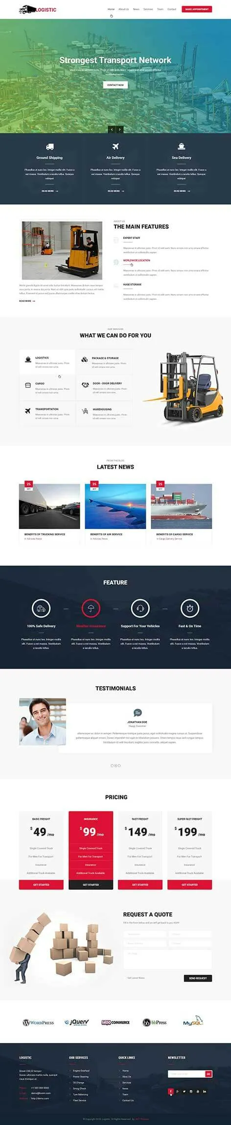 Trucking Transportation WordPress Theme