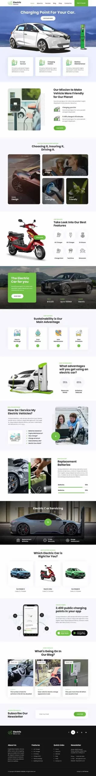 electric mobility services WordPress theme