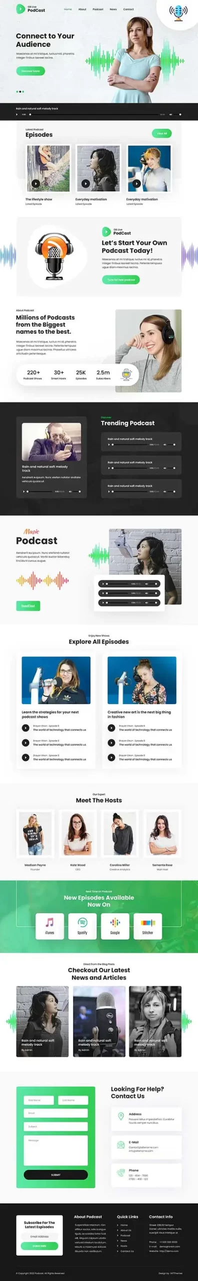 audio podcast WordPress theme