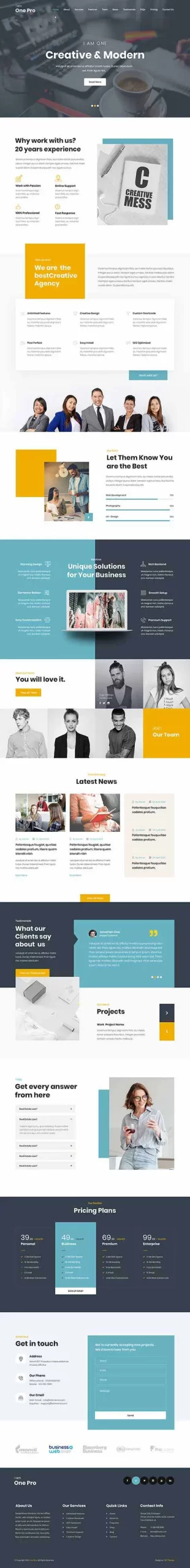 Single Page WordPress Theme