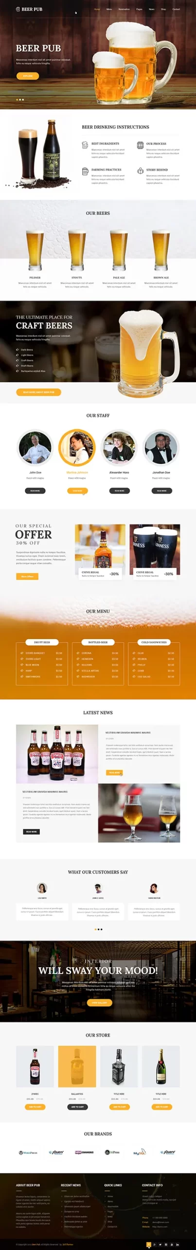 Beer Bar WordPress Theme