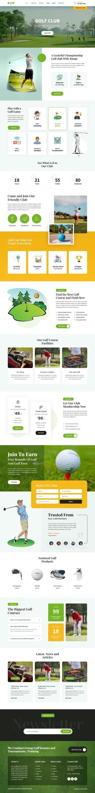 golf academy WordPress theme