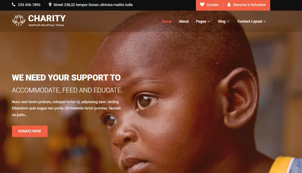 SKT Charity Donation WordPress Theme